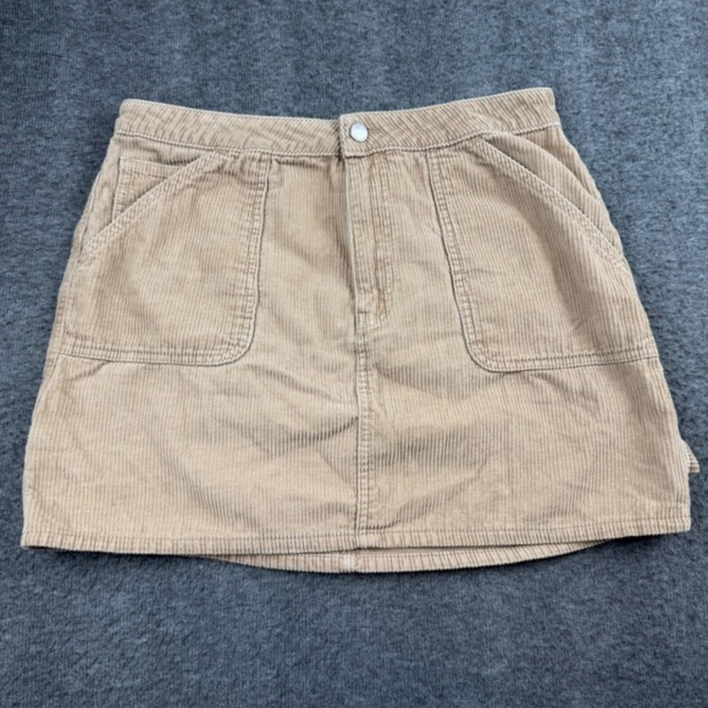 Tinseltown‎ Corduroy Mini Skirt Women's L Tan Beige Carpenter Utility RSB029283